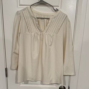 Lands' End Cream Pleated Women's Blouse